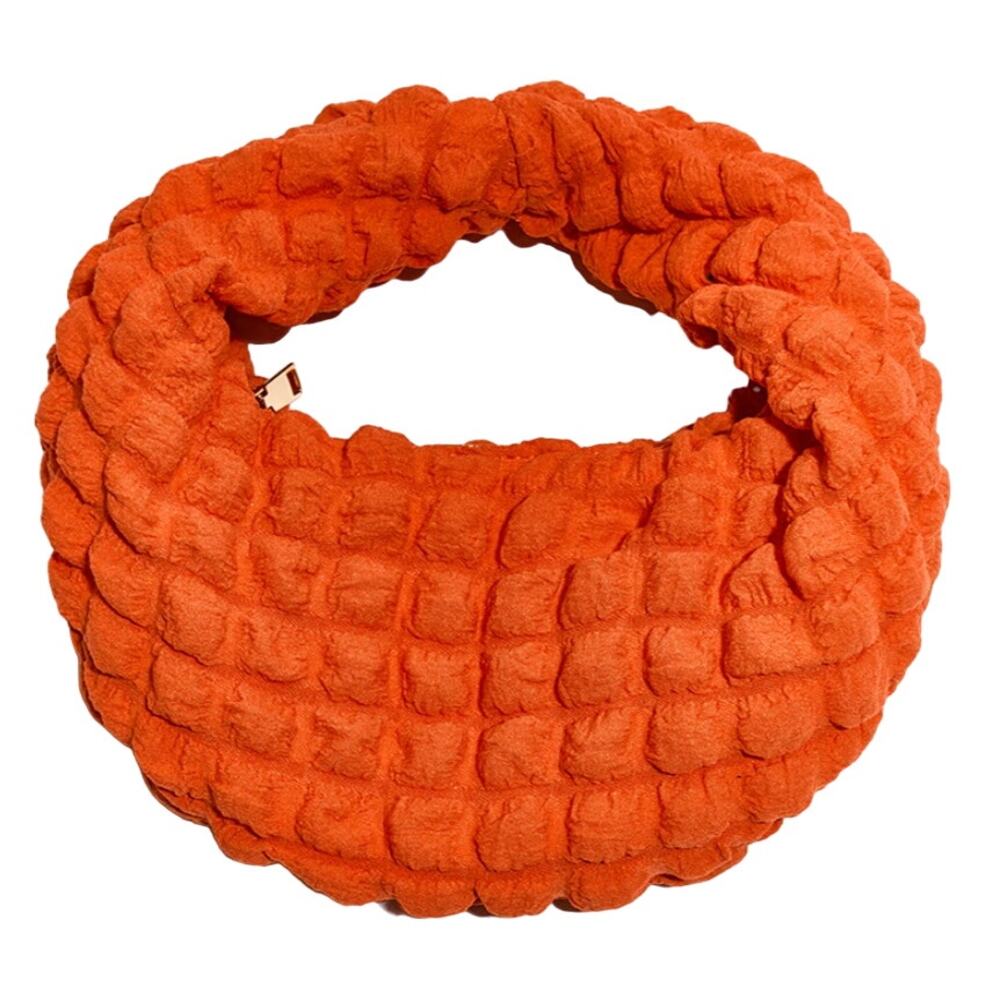 PrettyLittleThing Quilted Curved Grab Bag in Orange